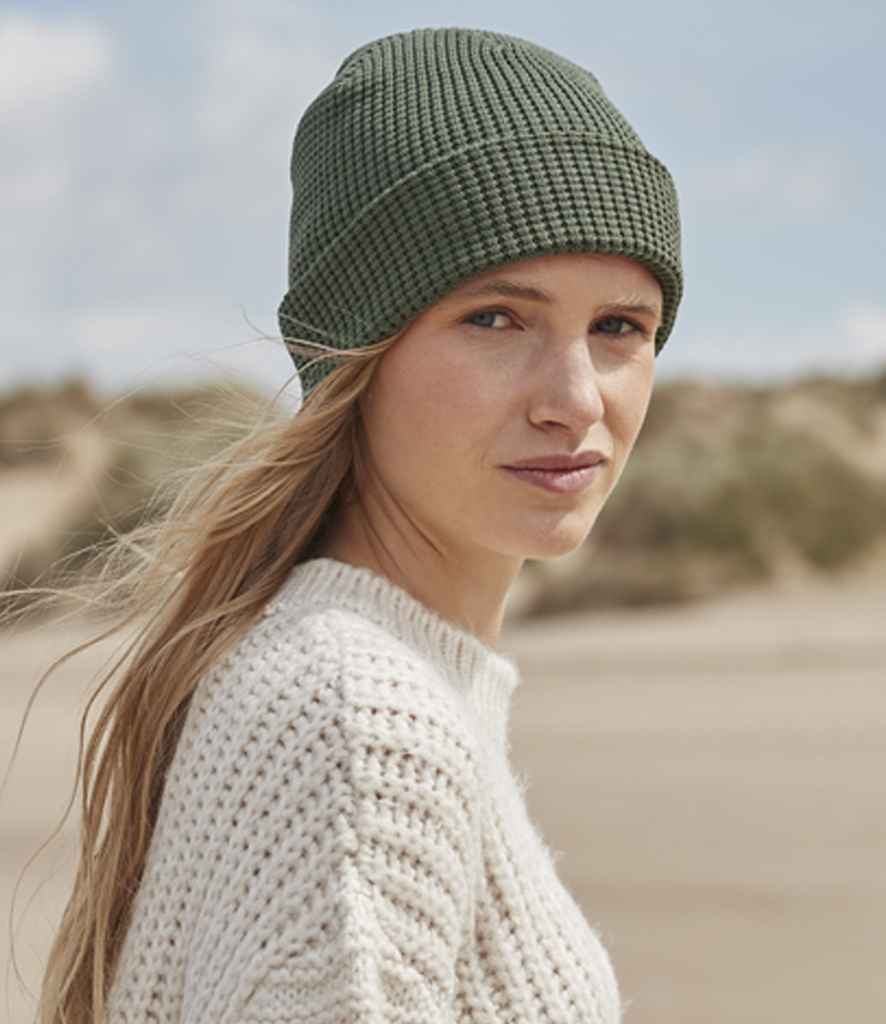 Beechfield Organic Cotton Waffle Beanie - Olive Green