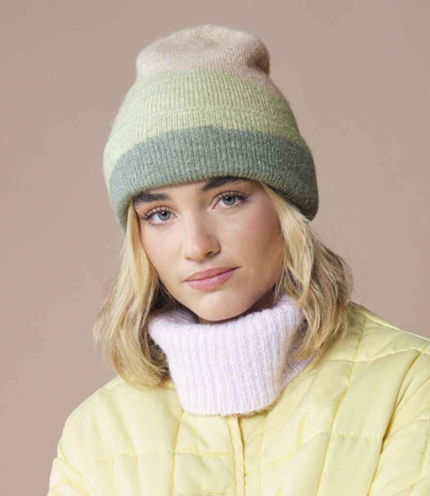 Beechfield Soft Wave Beanie - Almond/Pistachio/Dusty Green