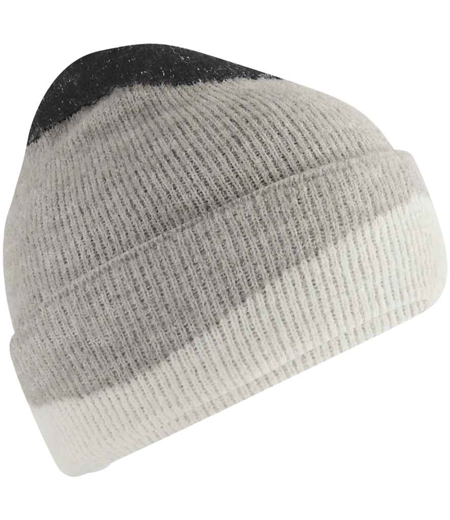 Beechfield Soft Wave Beanie - Black/Light Grey/Soft White