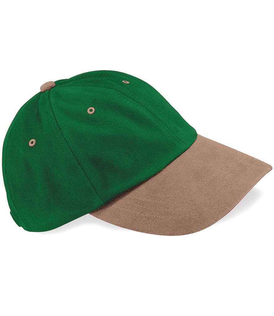 Beechfield Heavy Brushed Low Profile Cap - Forest Green/Taupe