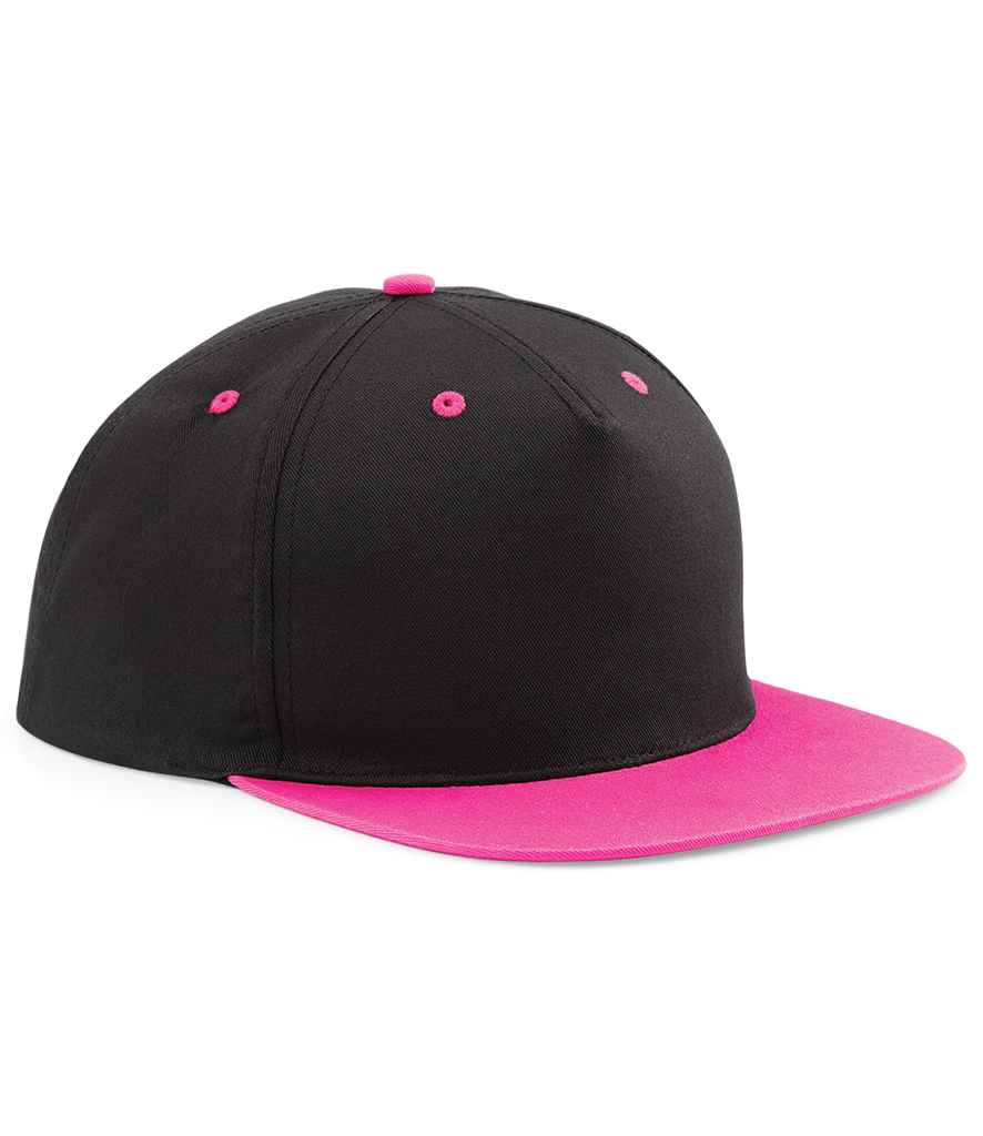 Beechfield 5 Panel Contrast Snapback - Black/Fuchsia