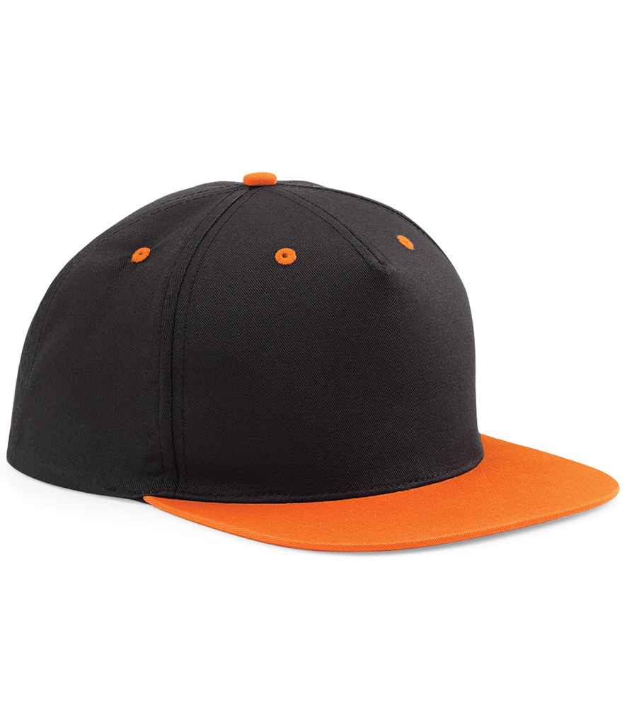 Beechfield 5 Panel Contrast Snapback - Black/Orange