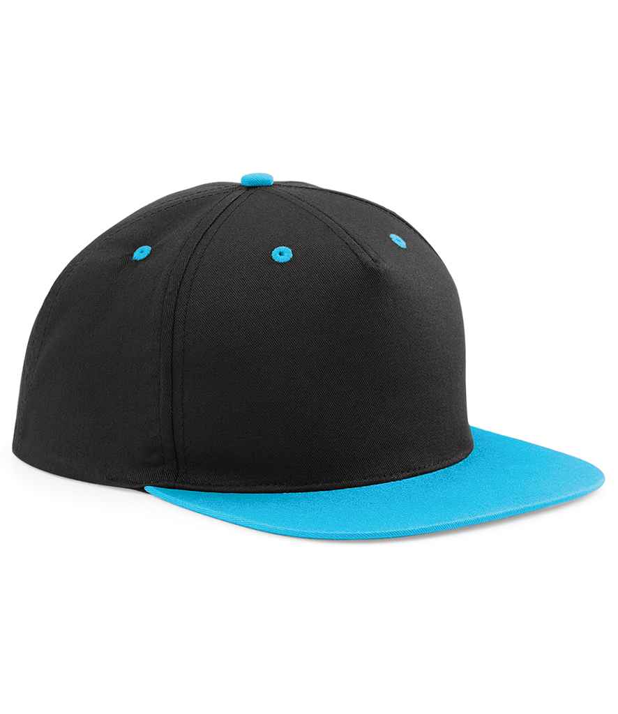 Beechfield 5 Panel Contrast Snapback - Black/Surf Blue