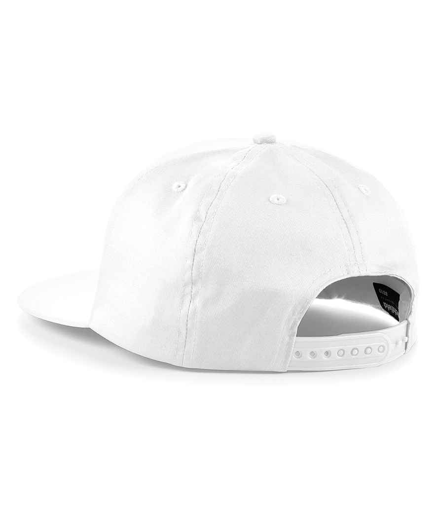 Beechfield 5 Panel Snapback Rapper Cap - White