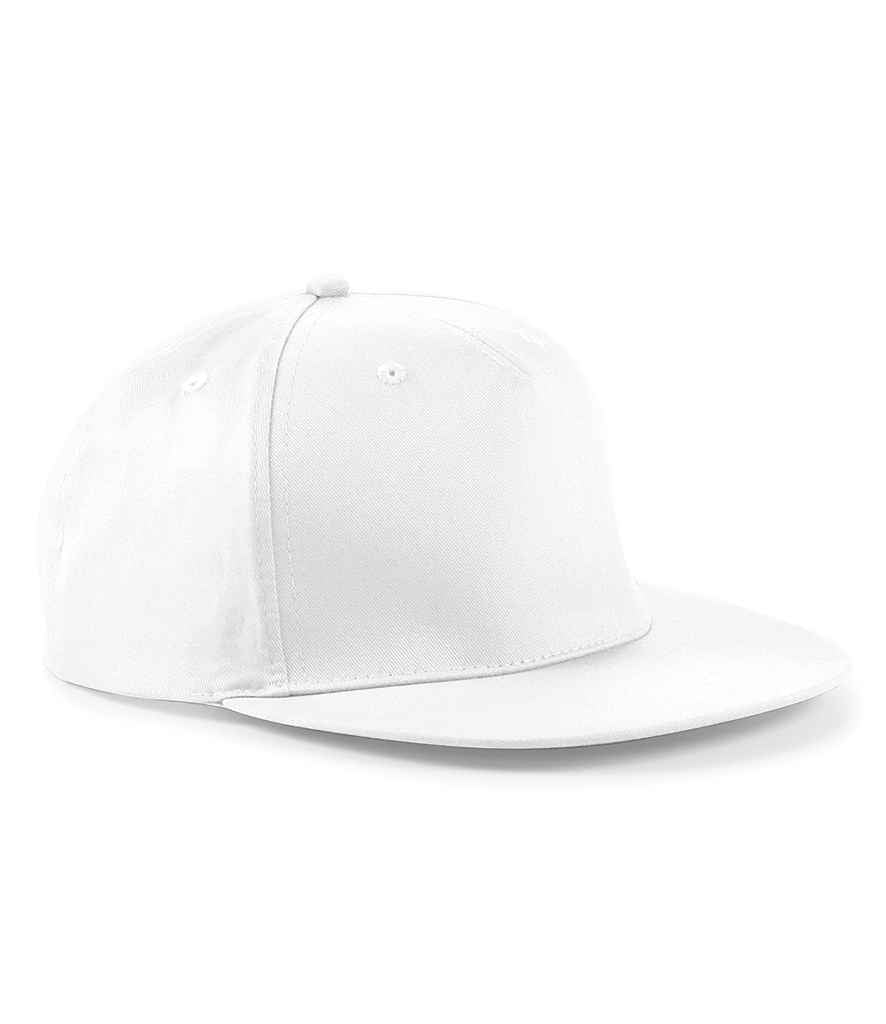 Beechfield 5 Panel Snapback Rapper Cap - White
