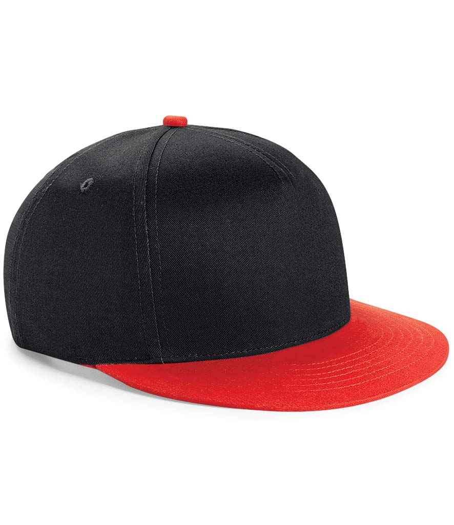 Beechfield Youth Snapback Cap - Black/Bright Red