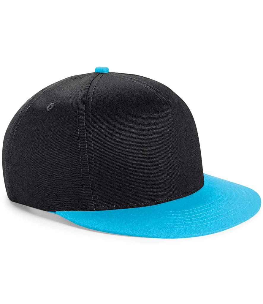 Beechfield Youth Snapback Cap - Black/Surf Blue