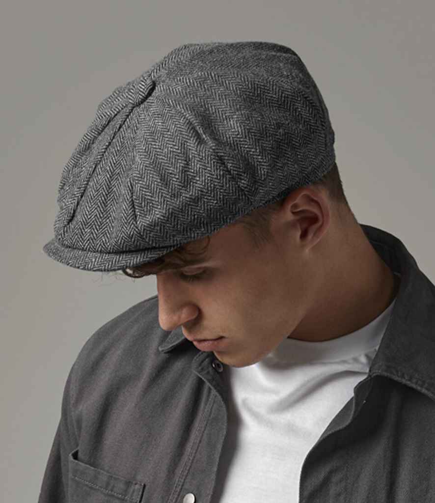 Beechfield Heritage Baker Boy Cap - Charcoal Herringbone