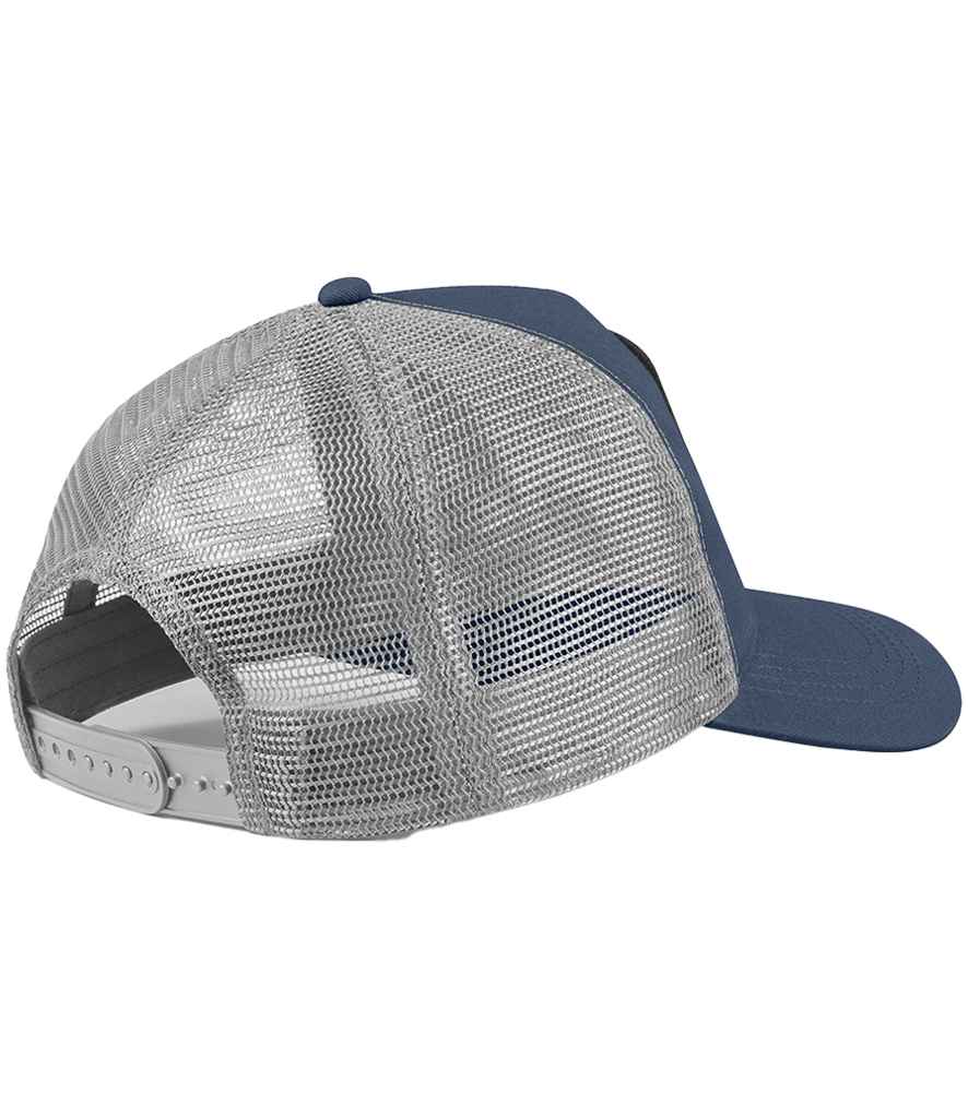 Beechfield Appliqué Patch 5 Panel Trucker Cap - Slate Blue/Light Grey