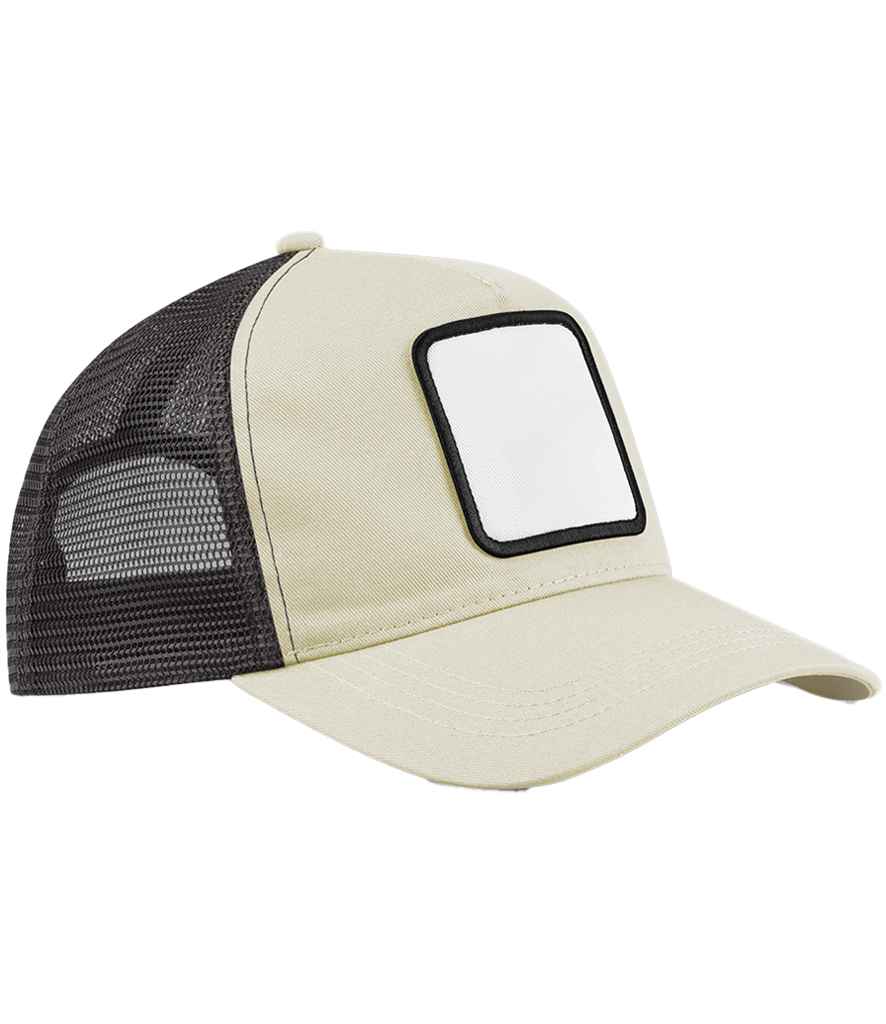 Beechfield Appliqué Patch 5 Panel Trucker Cap - Stone/Shadow Grey