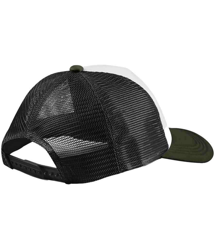 Beechfield Retro 5 Panel Trucker Cap - Black/Dark Olive