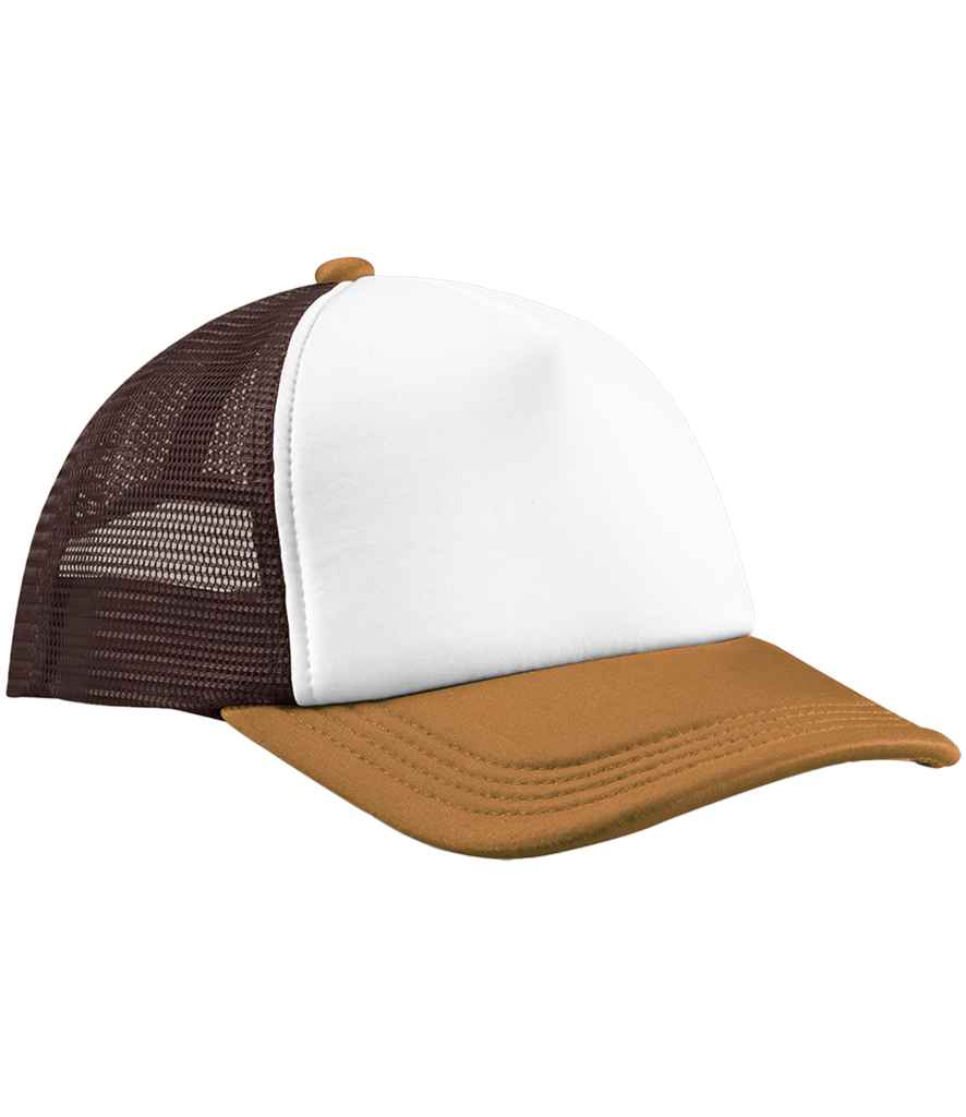 Beechfield Retro 5 Panel Trucker Cap - Chocolate/Dark Amber