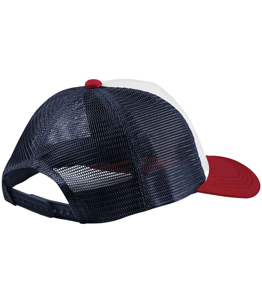 Beechfield Retro 5 Panel Trucker Cap - Navy/Red