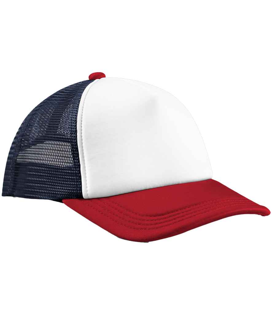 Beechfield Retro 5 Panel Trucker Cap - Navy/Red