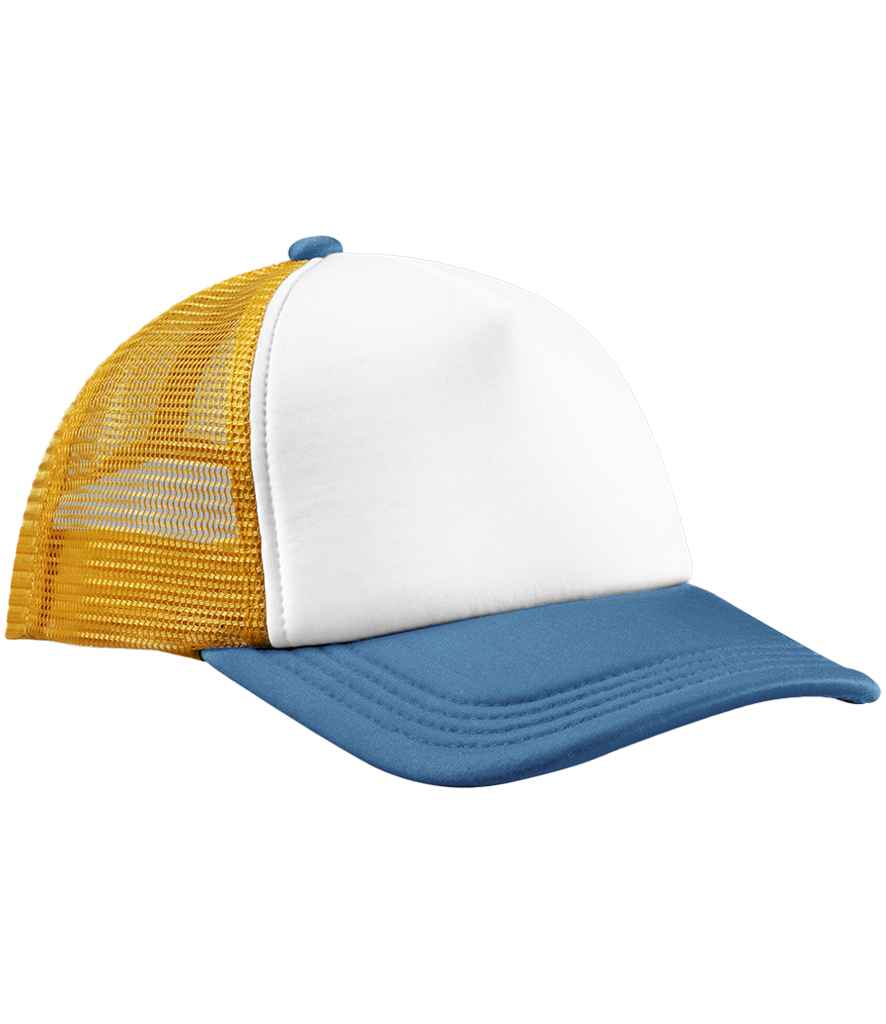 Beechfield Retro 5 Panel Trucker Cap - Sunflower/Heritage Blue