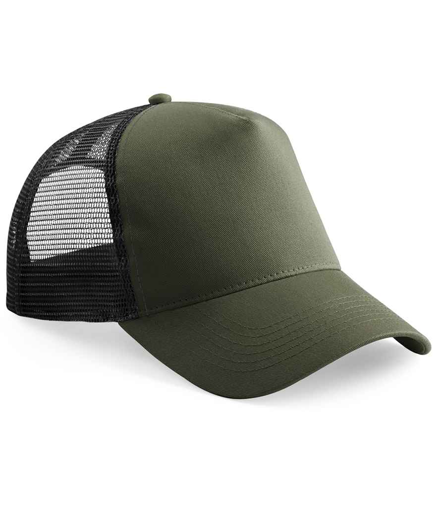 Beechfield Kids Snapback Trucker Cap - Olive Green/Black