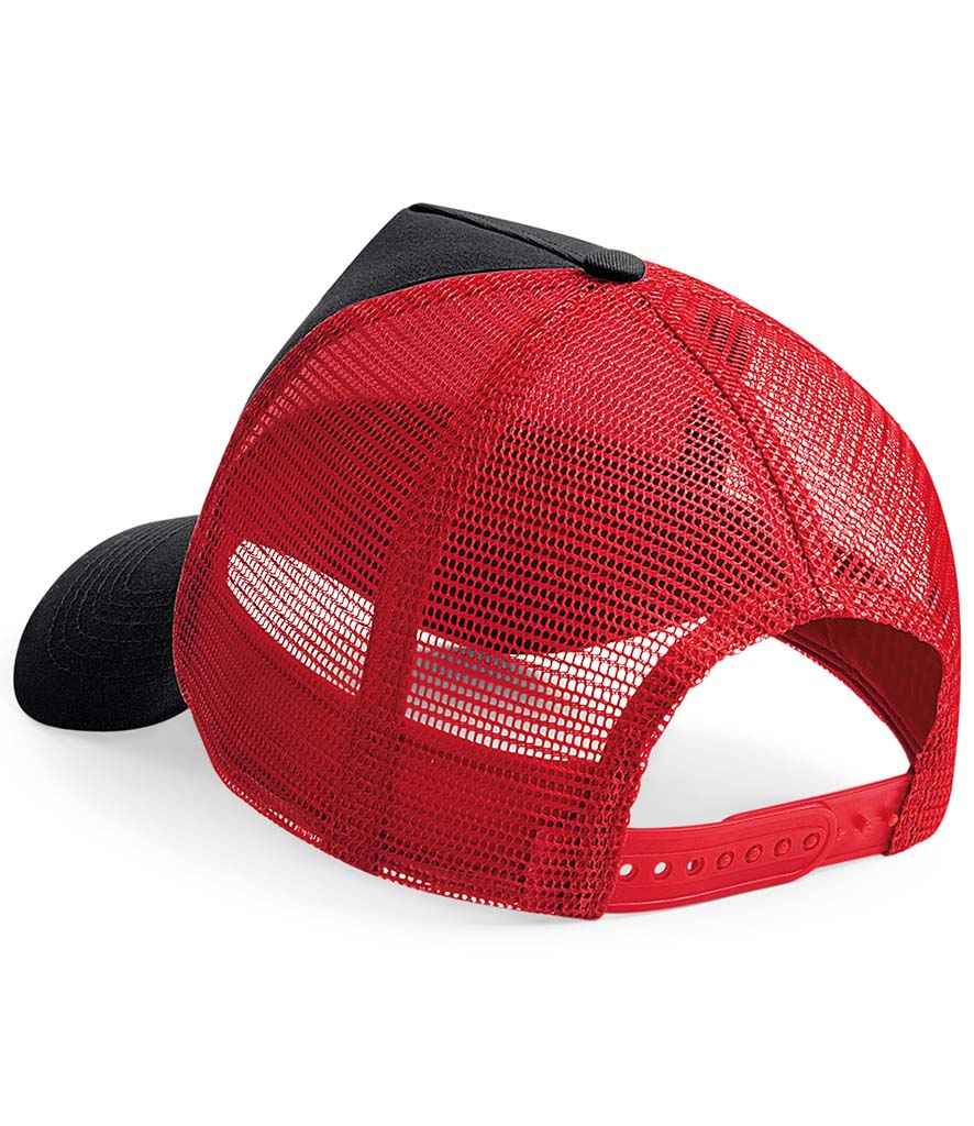 Beechfield Snapback Trucker Cap - Black/Classic Red