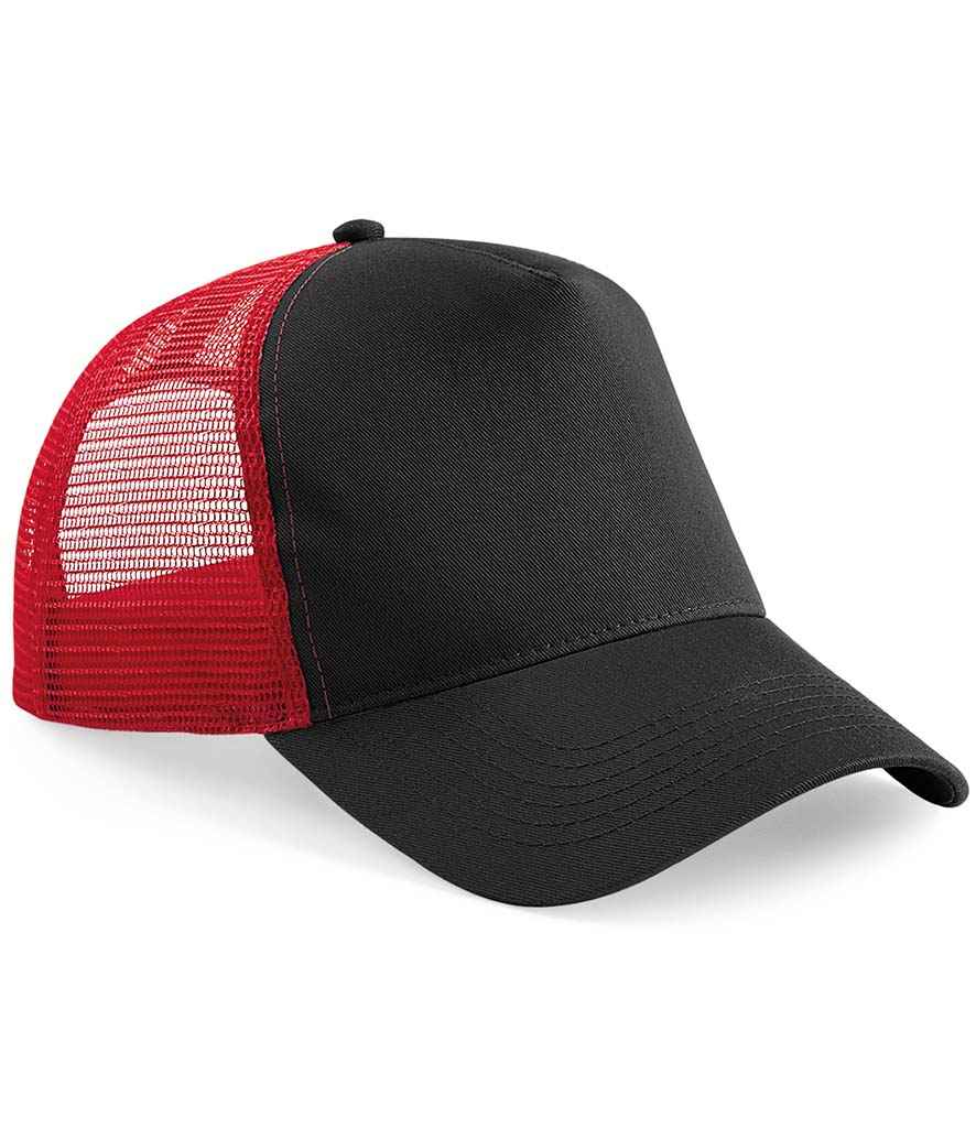 Beechfield Snapback Trucker Cap - Black/Classic Red