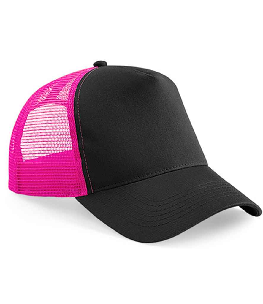 Beechfield Snapback Trucker Cap - Black/Fuchsia