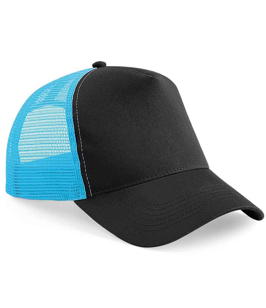 Beechfield Snapback Trucker Cap - Black/Surf Blue