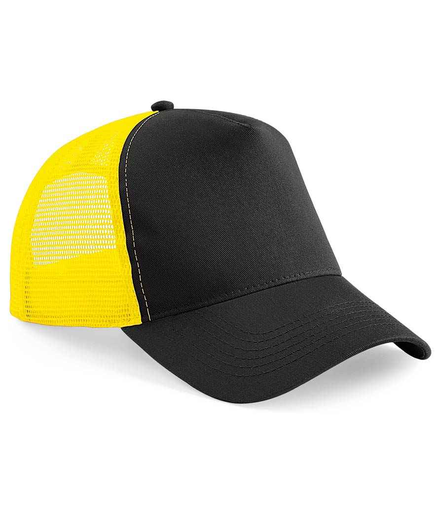 Beechfield Snapback Trucker Cap - Black/Yellow