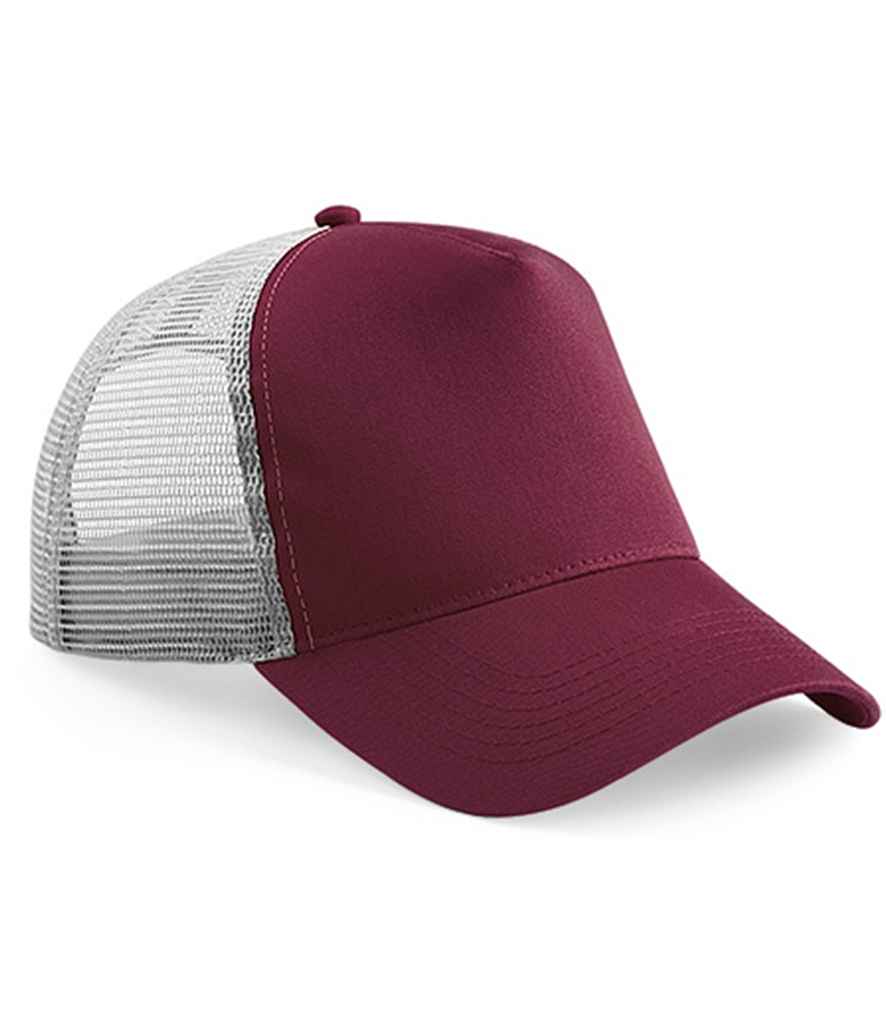 Beechfield Snapback Trucker Cap - Burgundy/Grey