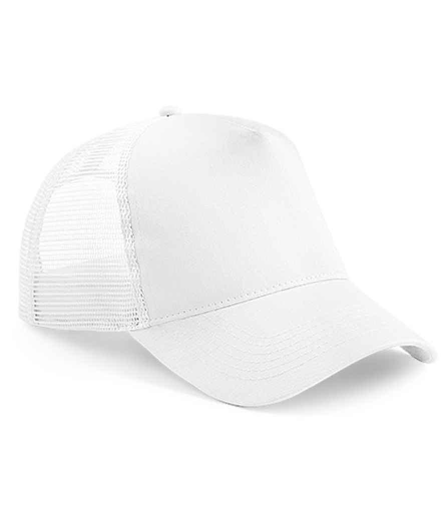 Beechfield Snapback Trucker Cap - White/White