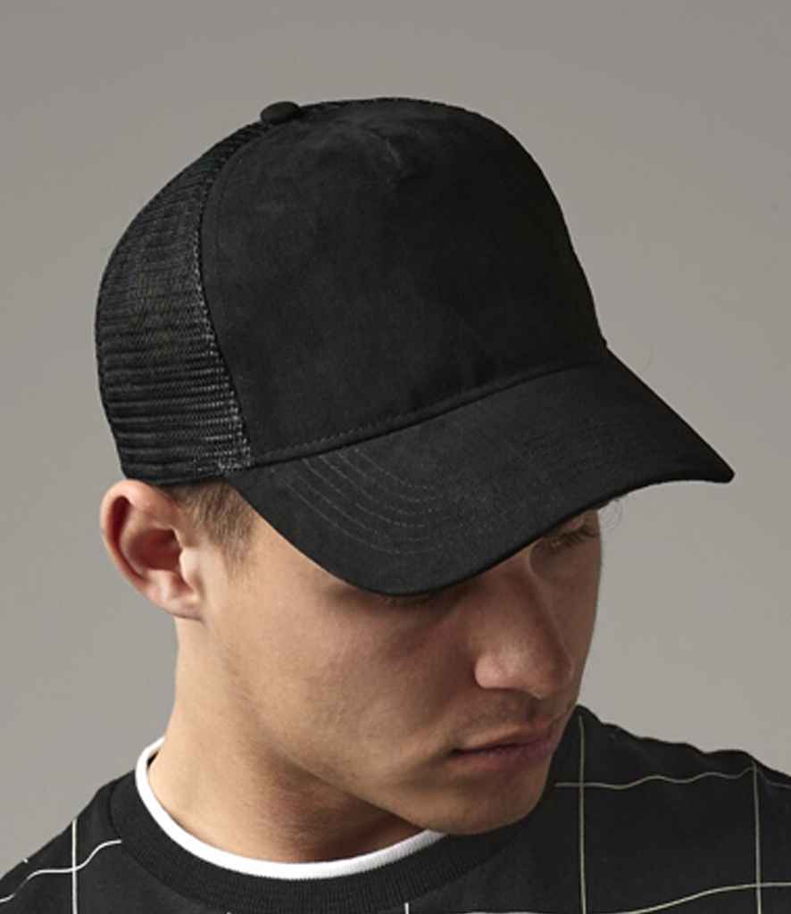 Beechfield Suede Snapback Trucker Cap - Black