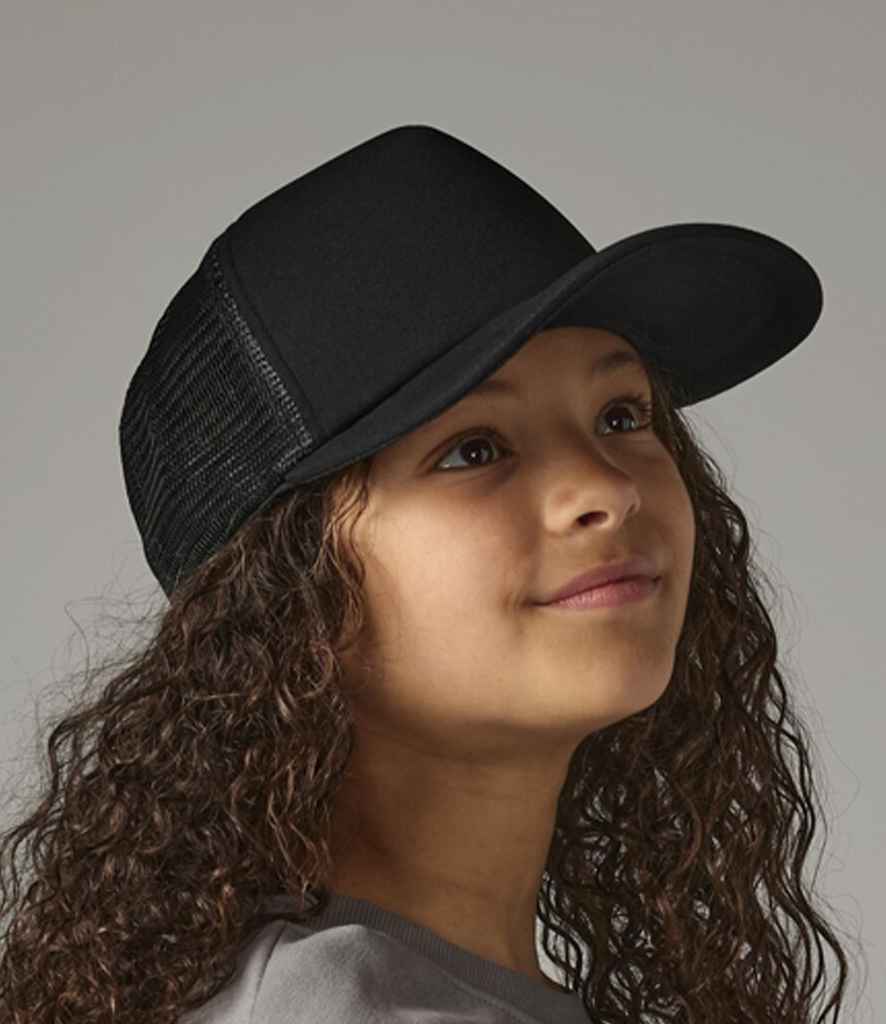 Beechfield Kids Vintage Snapback Trucker Cap - Black/Black