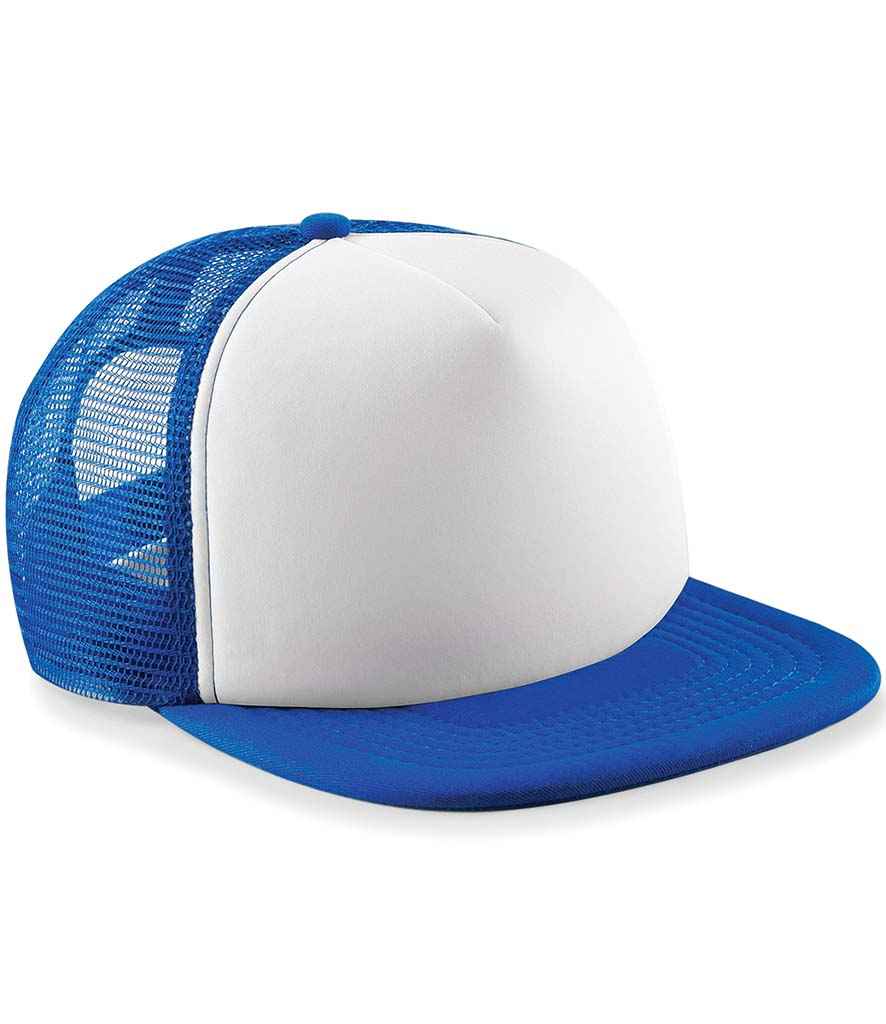 Beechfield Kids Vintage Snapback Trucker Cap - Bright Royal/White