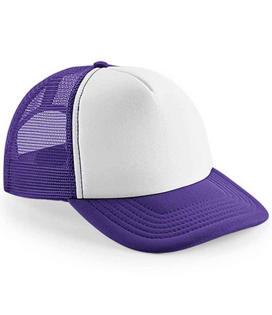 Beechfield Vintage Snapback Trucker Cap - Purple/White