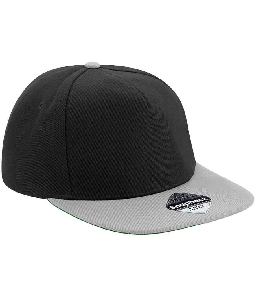 Beechfield Original Flat Peak Snapback Cap - Black/Grey