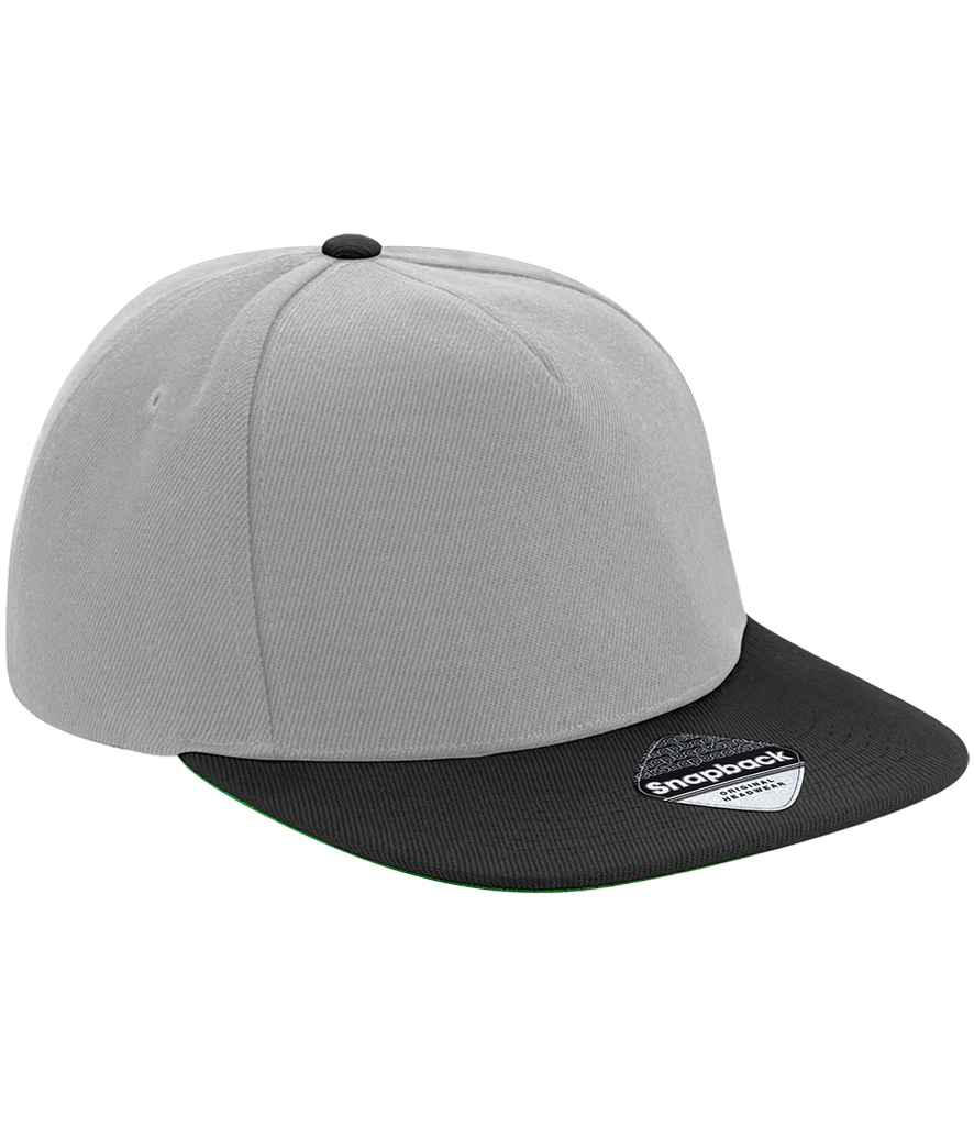 Beechfield Original Flat Peak Snapback Cap - Grey/Black