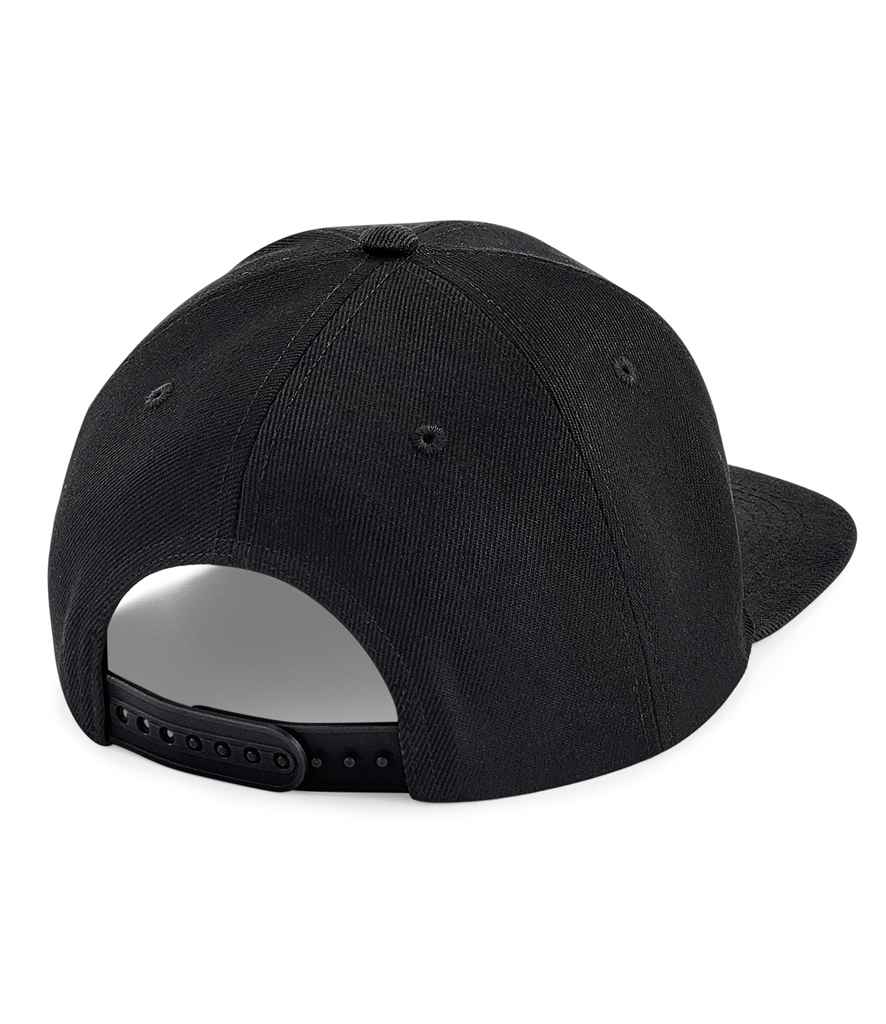 Beechfield Original Flat Peak 6 Panel Snapback Cap - Black/Black