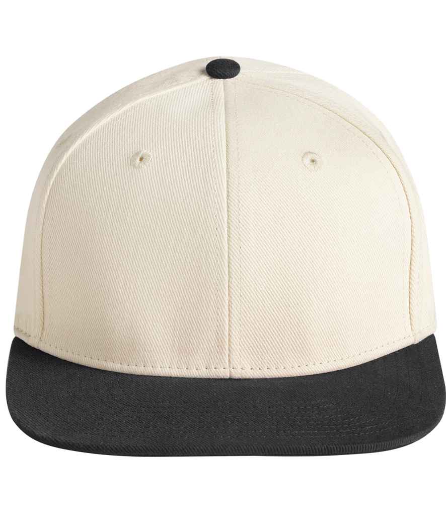 Beechfield Contrast Flat Peak 6 Panel Cap - Natural/Black