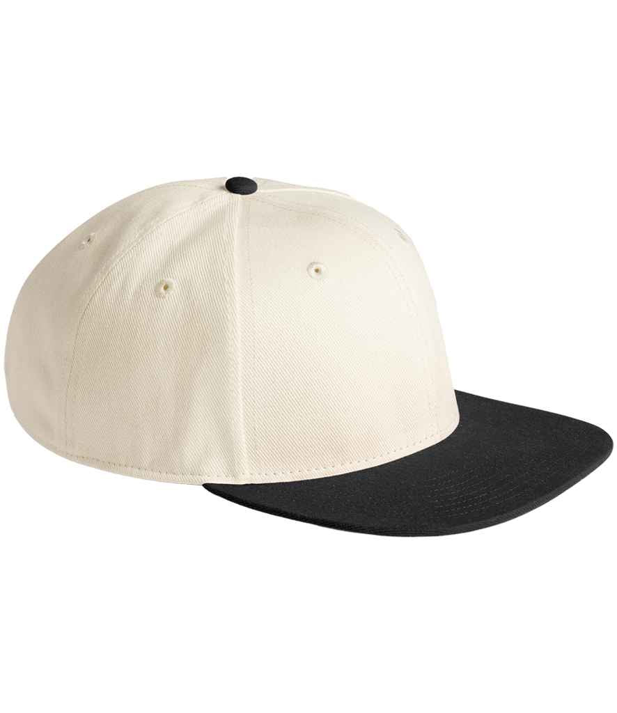 Beechfield Contrast Flat Peak 6 Panel Cap - Natural/Black