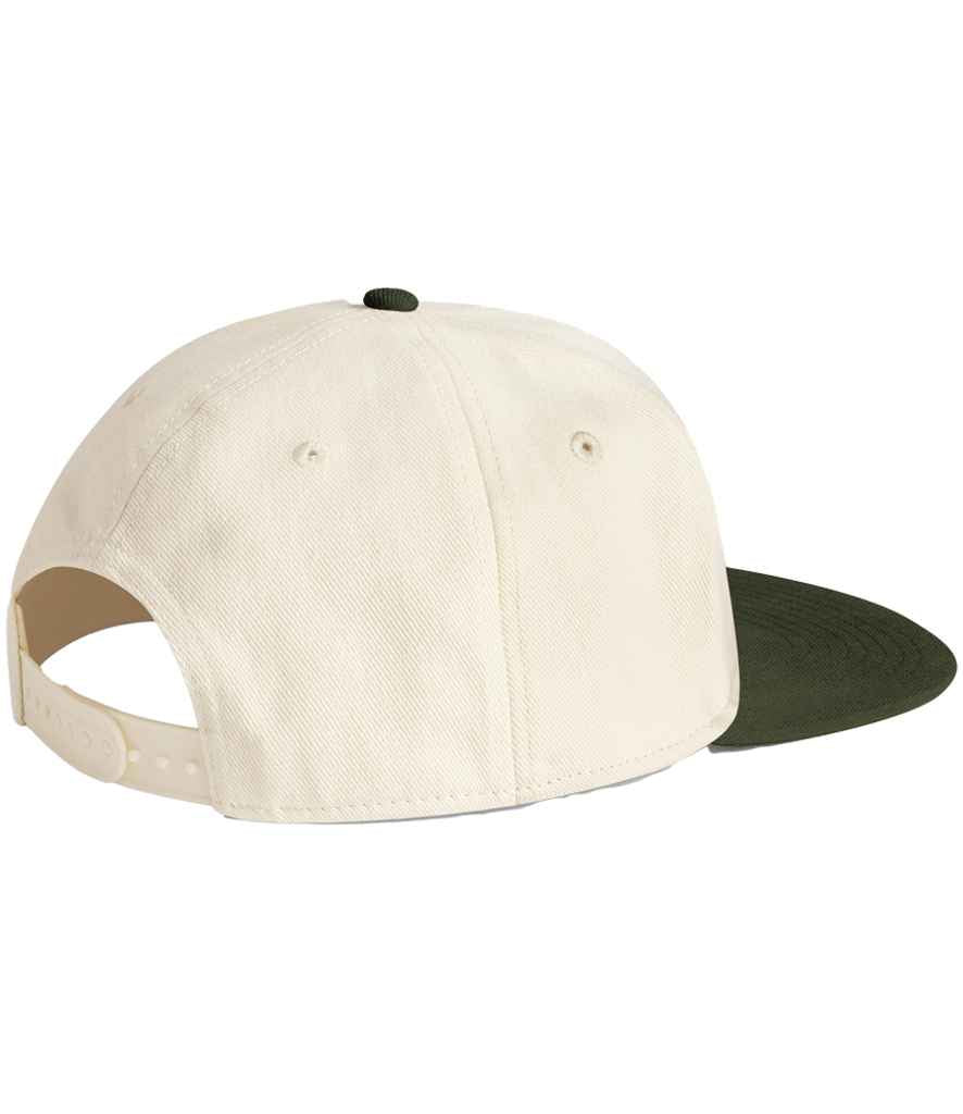 Beechfield Contrast Flat Peak 6 Panel Cap - Natural/Dark Olive