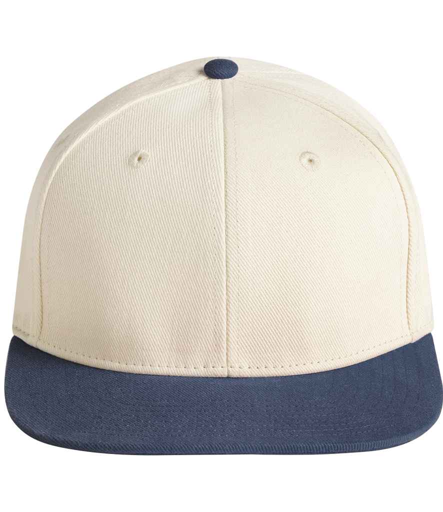 Beechfield Contrast Flat Peak 6 Panel Cap - Natural/Navy