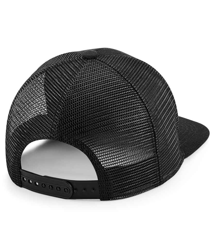Beechfield Original Flat Peak 6 Panel Trucker Cap - Black/Black