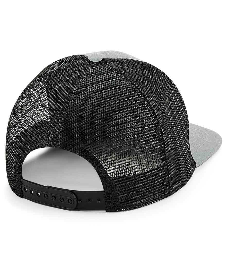 Beechfield Original Flat Peak 6 Panel Trucker Cap - Grey/Black
