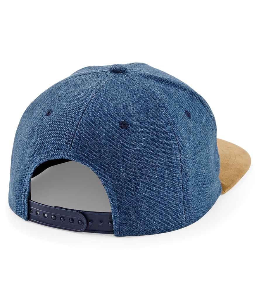 Beechfield Suede Peak Snapback Cap - Denim Blue