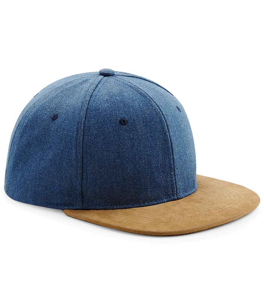 Beechfield Suede Peak Snapback Cap - Denim Blue