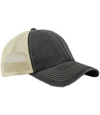 Beechfield 6 Panel Vintage Trucker Cap - Vint.Blk/Stone