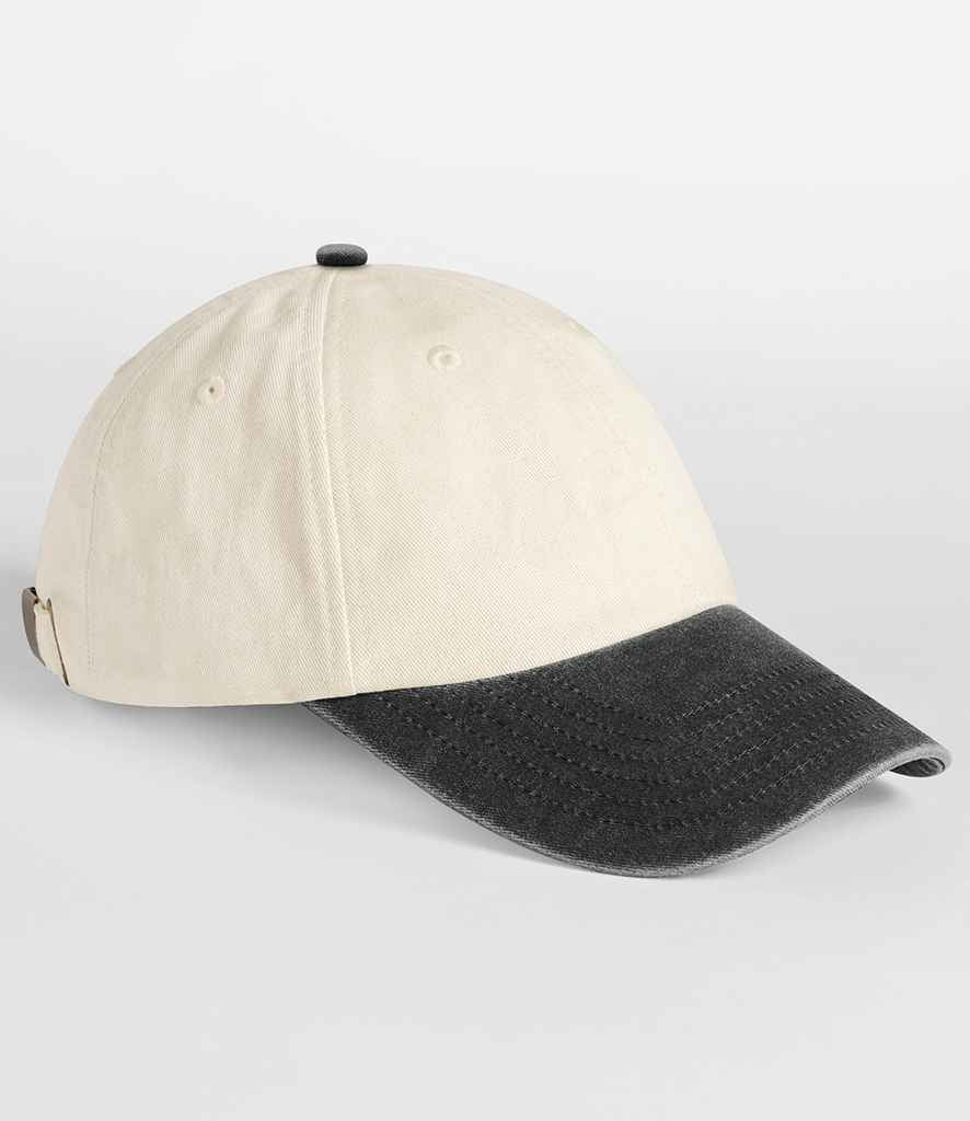 Beechfield Contrast Peak Low Profile Vintage Cap - Natural/Vintage Black