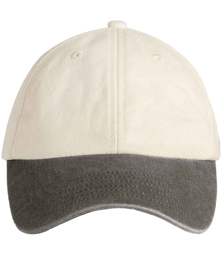 Beechfield Contrast Peak Low Profile Vintage Cap - Natural/Vintage Brown