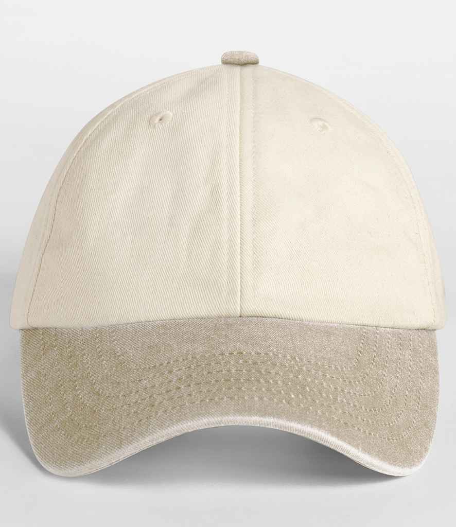 Beechfield Contrast Peak Low Profile Vintage Cap - Natural/Vintage Desert Sand