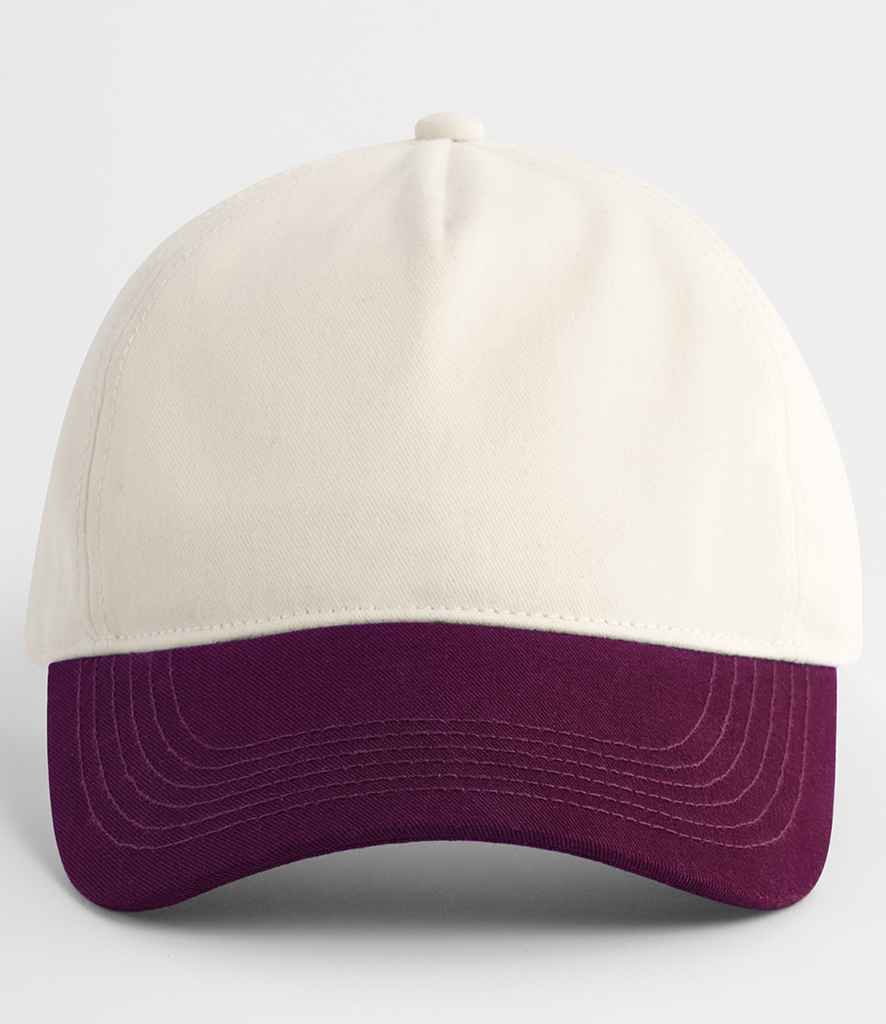 Beechfield Contrast Peak Leisure Cap - Natural/Burgundy