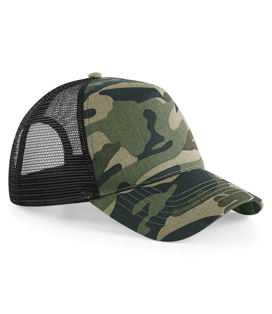Beechfield Camo Snapback Trucker Cap - Jungle Camo
