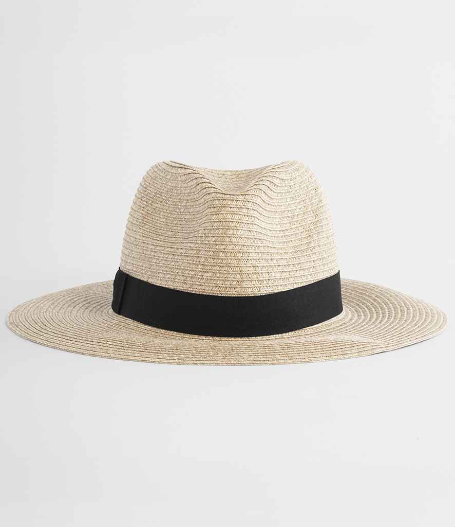 Beechfield Straw Fedora - Natural/Black