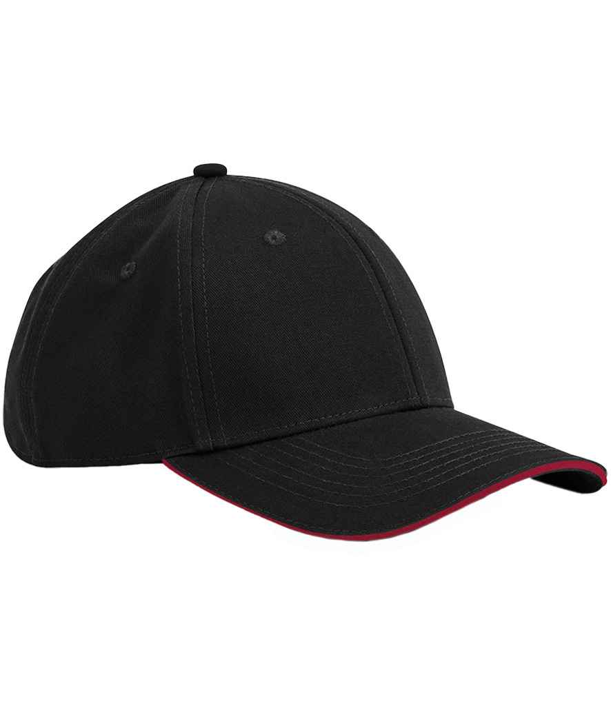 Beechfield EarthAware® Classic Organic Cotton 6 Panel Sandwich Peak Cap - Black/Classic Red